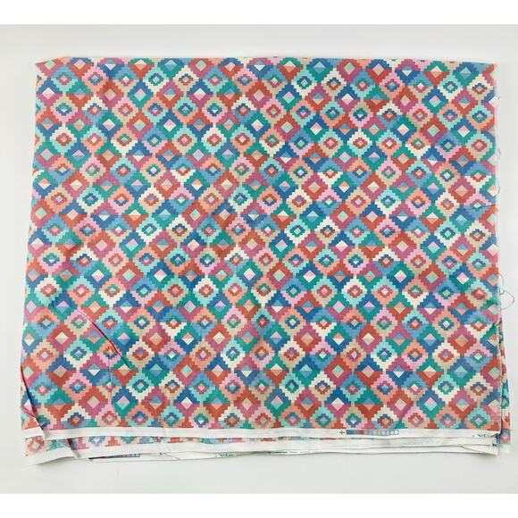 Cranston Print Works Fabric VIP Southwest Design Pink Blue Green Geometric 3yds - Picture 2 of 10